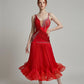 ByCharme Bright Red Fringes Ballroom Competition Dress - BC-0225