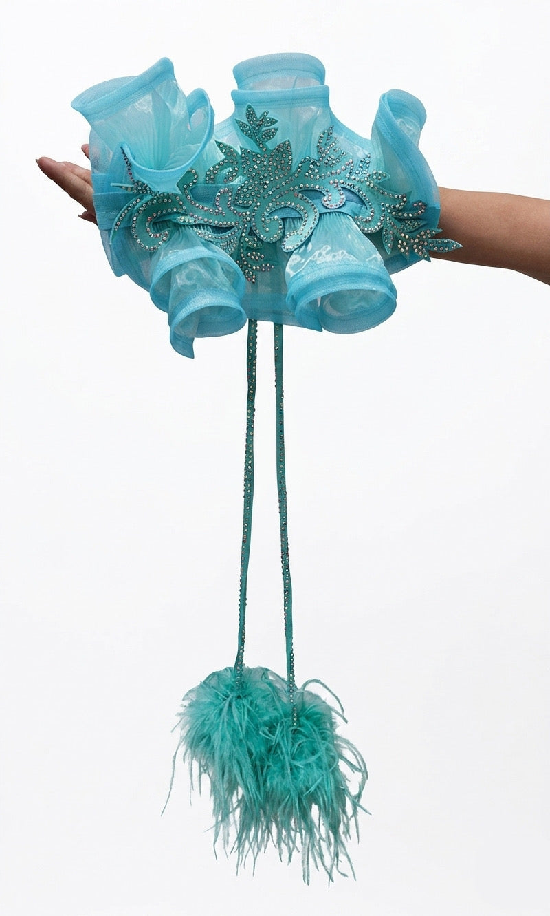 ByCharme Spring Green Feather Ballroom Competition Dress - BC-0222