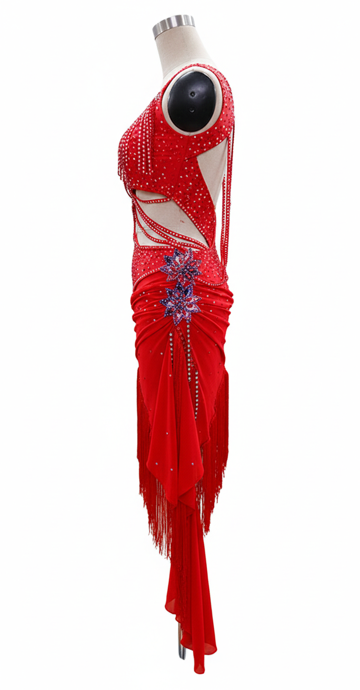 ByCharme Red Exquisite Edition Latin Salsa Competition Dress - BCL-0071