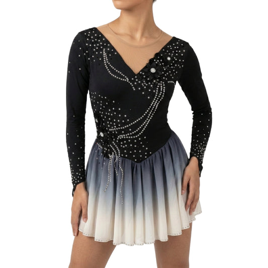 (Copy) (Copy) ByCharme Medium Blue Silver Fringes Latin Salsa Competition Dress - BCL-0097