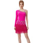 ByCharme Neon Pink Fringes Latin Salsa Competition 2 in 1 Dress - BC2-0010