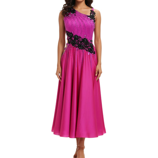 ByCharme Magenta Fringes Ballroom Competition Dress - BC-0047