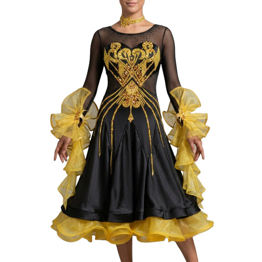 ByCharme Black Fringes Ballroom Competition Dress - BC-0041