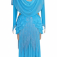 ByCharme Sky Blue Silver Tan Fringes Latin Salsa Competition Dress - BCL-0028