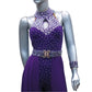 ByCharme Dark Purple Exquisite Latin Salsa Competition 2 in 1 Dress - BC2-0007