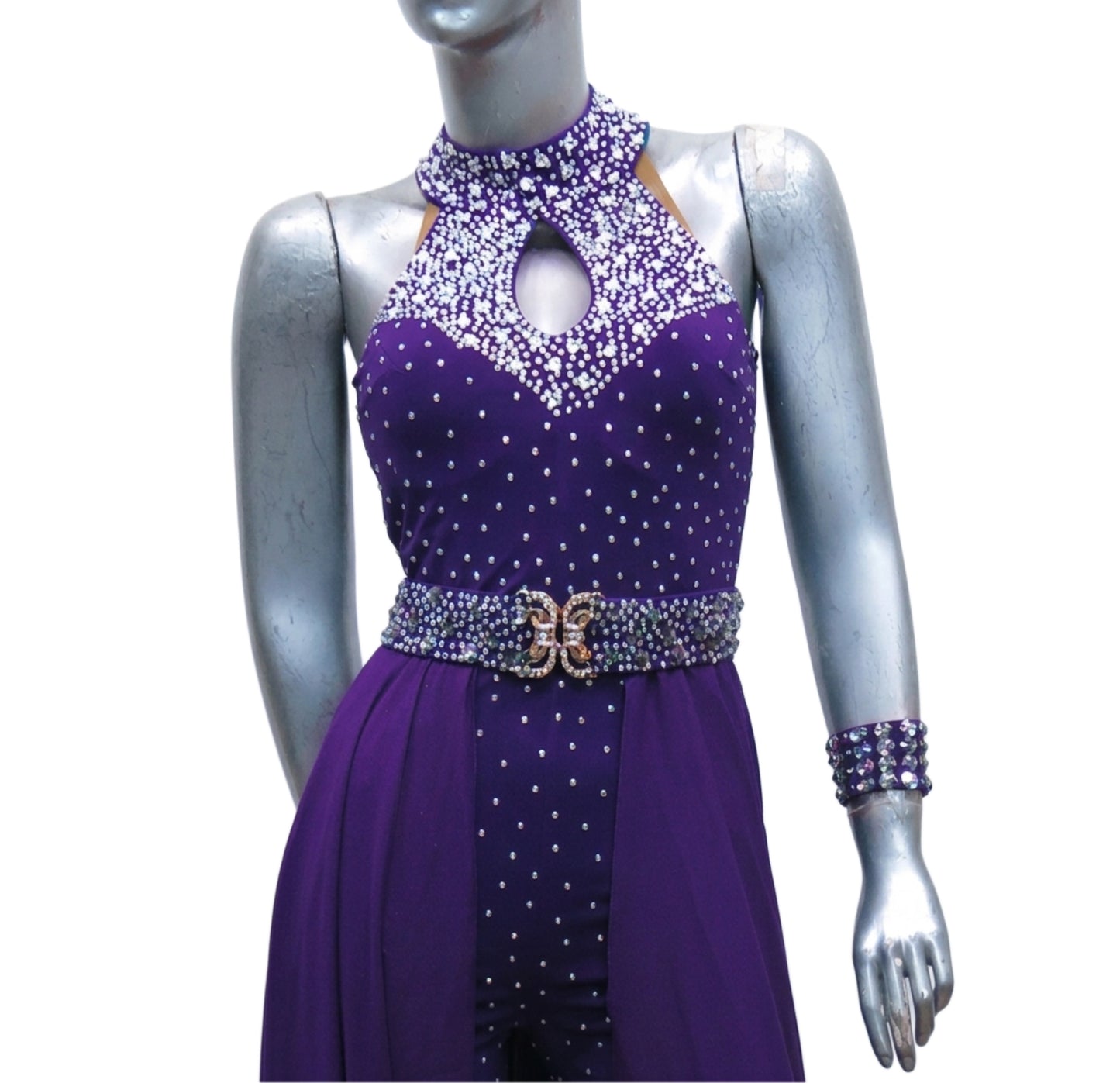 ByCharme Dark Purple Exquisite Latin Salsa Competition 2 in 1 Dress - BC2-0007