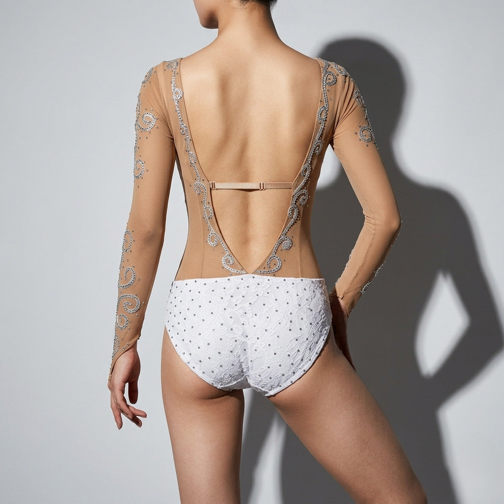 ByCharme White Lace Latin Salsa Competition 2 in 1 Dress - BC2-0005