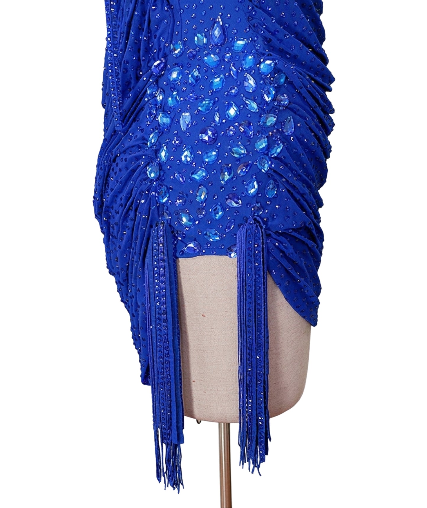 ByCharme Medium Blue Fringes Latin Salsa Competition Dress - BCL-0182
