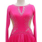 ByCharme Neon Pink Silk Satin Ballroom Competition Dress - BC-0061