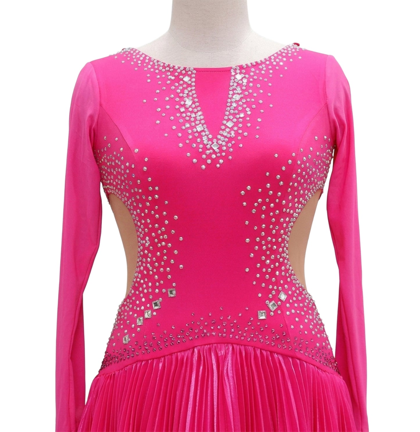 ByCharme Neon Pink Silk Satin Ballroom Competition Dress - BC-0061
