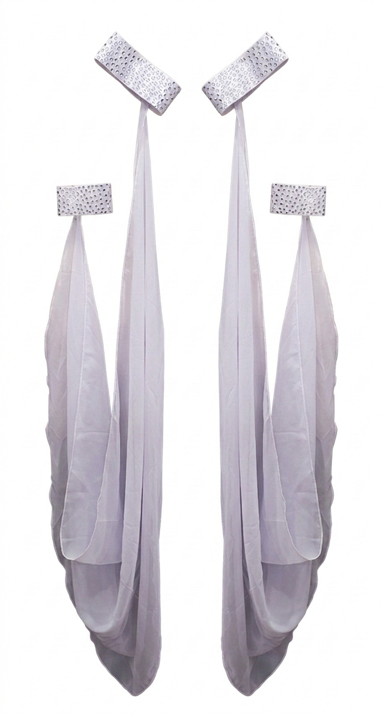 ByCharme White & Purple Feather Ballroom Competition Dress - BC-0038