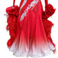 ByCharme Bright Red Feather Ballroom Competition Dress - BC-0021