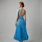 ByCharme Deep Sky Blue Feather Ballroom Competition Dress - BC-0219