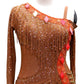 ByCharme Brown Orange Red Fringes Latin Salsa Competition Dress - BCL-0106