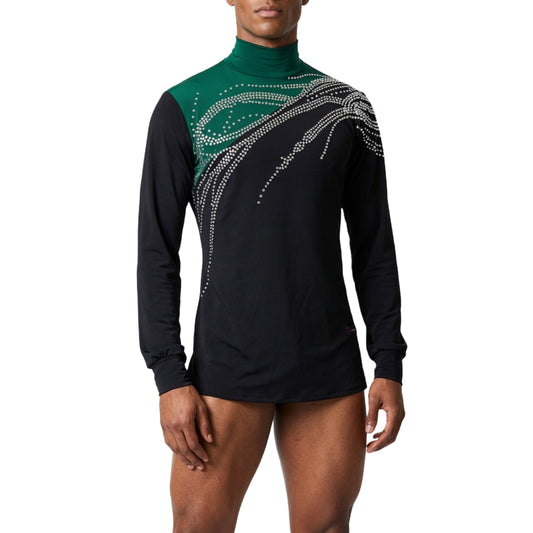 ByCharme Black Lycra Men Latin Salsa Competition Shirt - BCM-0019