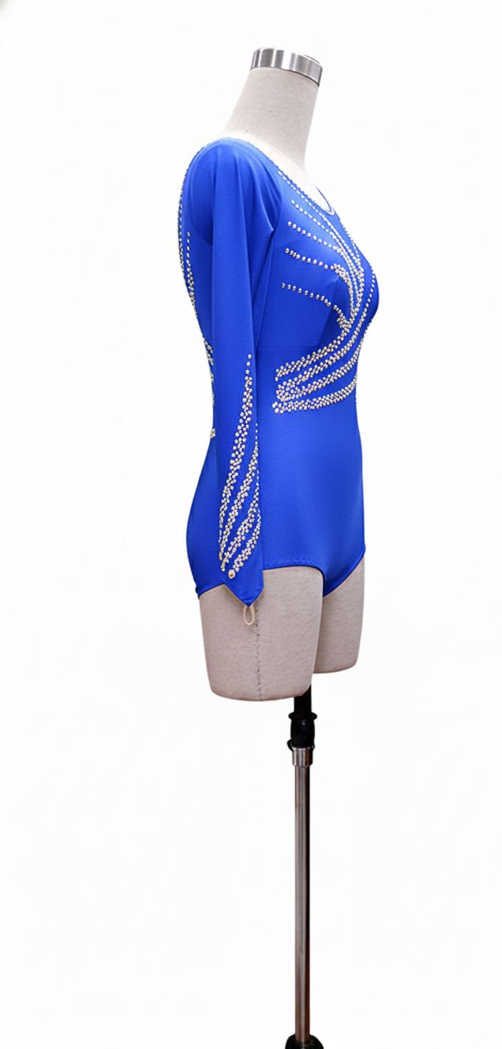 ByCharme Blue Silver Sequined Fringes Latin Salsa Competition Dress - BCL-0002