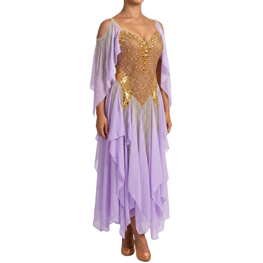 ByCharme Light Lavender Fringes Ballroom Competition Dress - BC-0040