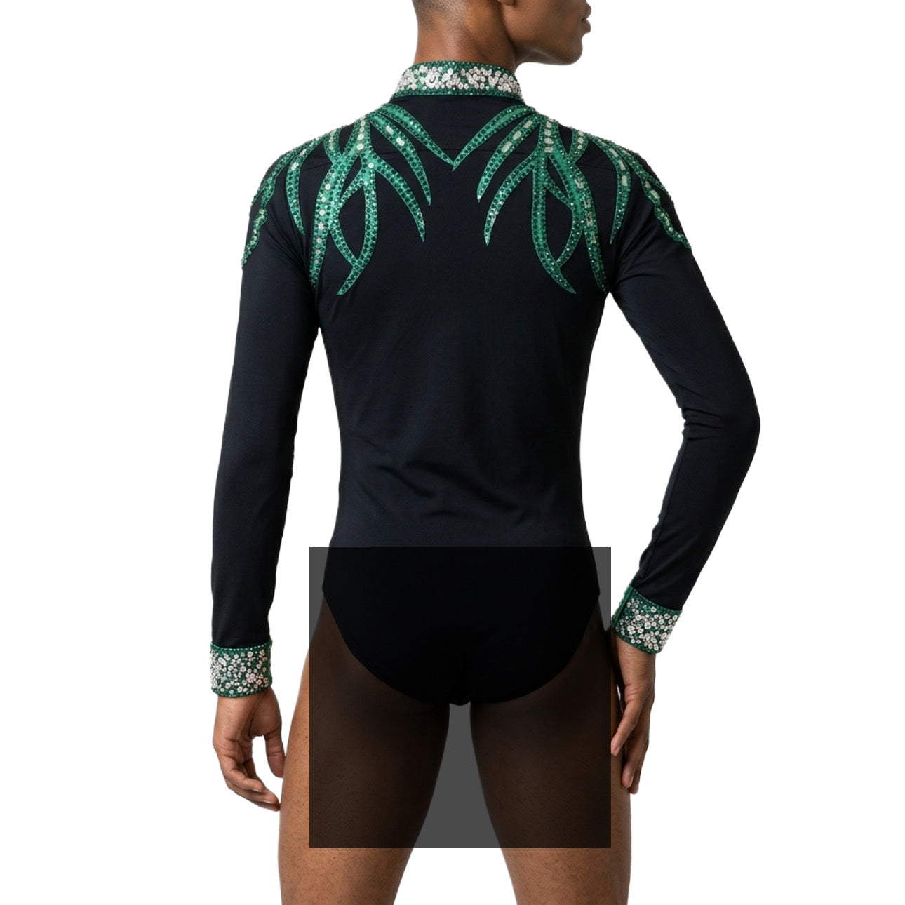 ByCharme Black Lycra Men Latin Salsa Competition Shirt - BCM-0045