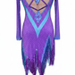 ByCharme Purple Blue Brown Fringes Latin Salsa Competition Dress - BCL-0061