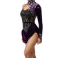 ByCharme Orchid Black Silver Velvet Latin Salsa Competition Dress - BCL-0034