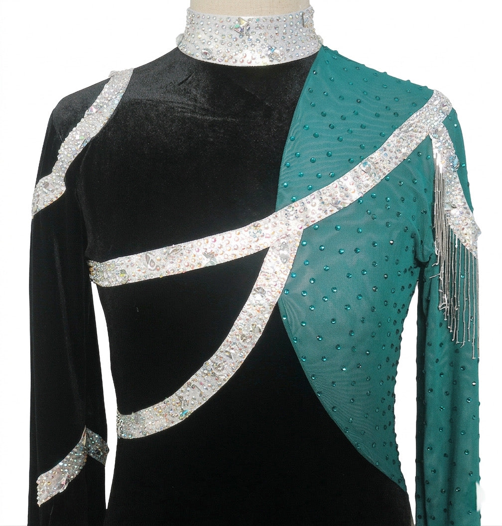 ByCharme Multicolor Velvet Men Latin Salsa Competition Shirt - BCM-0079