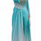ByCharme Cyan Blue Chiffon Ballroom Competition Dress - BC-0055