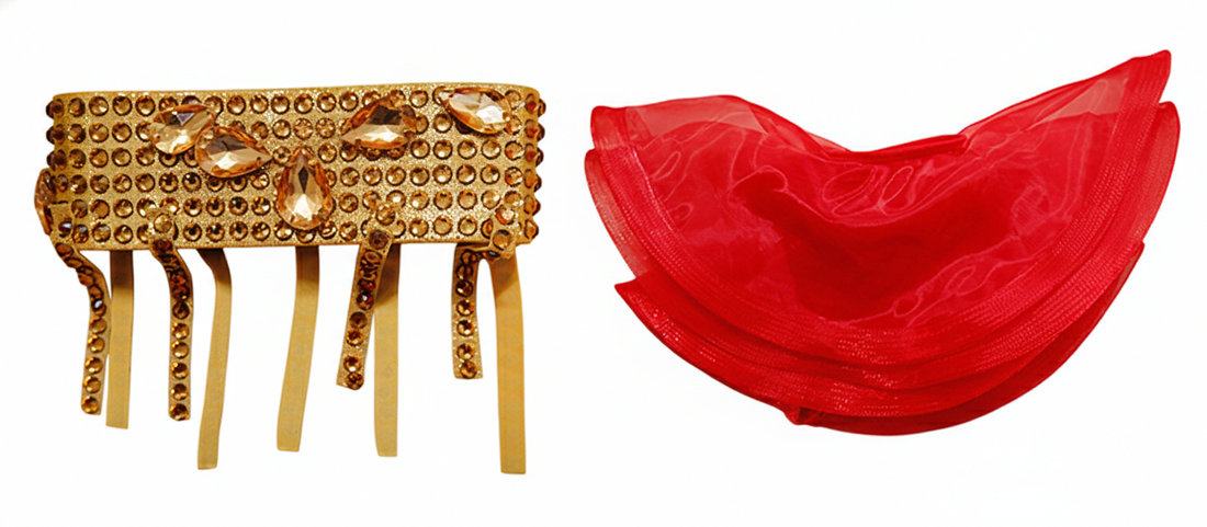 ByCharme Red Gold Chiffon Latin Salsa Competition Dress - BCL-0051