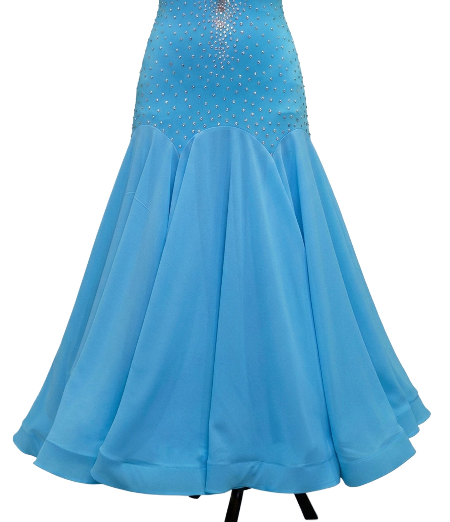 ByCharme Deep Sky Blue Chiffon Ballroom Competition Dress - BC-0008