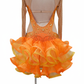 ByCharme Orange Gold Tan Chiffon Latin Salsa Competition Dress - BCL-0086