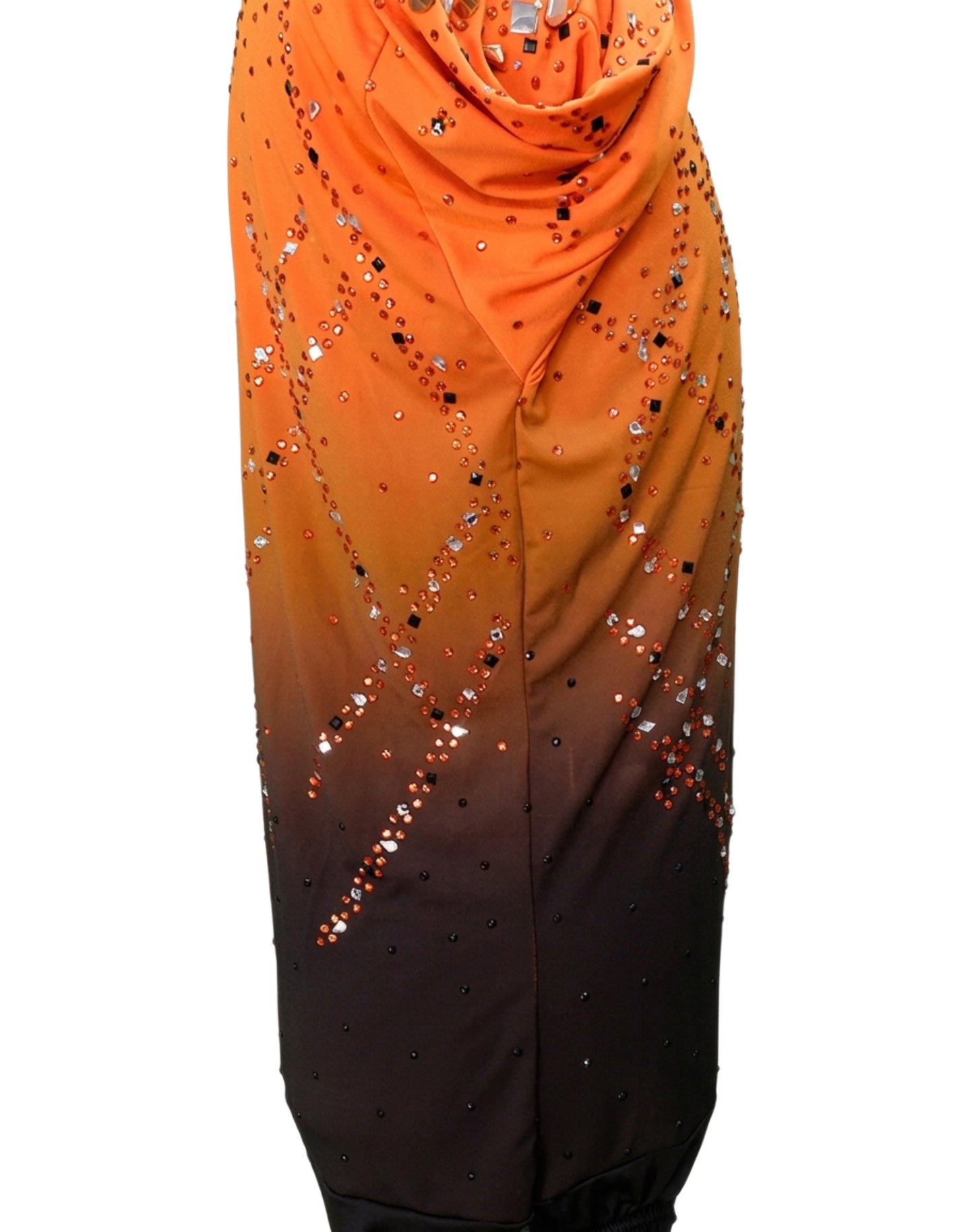 ByCharme Orange Black Lycra Men Latin Salsa Competition Shirt - BCM-0081