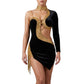 ByCharme Black Gold Fringes Latin Salsa Competition Dress - BCL-0101