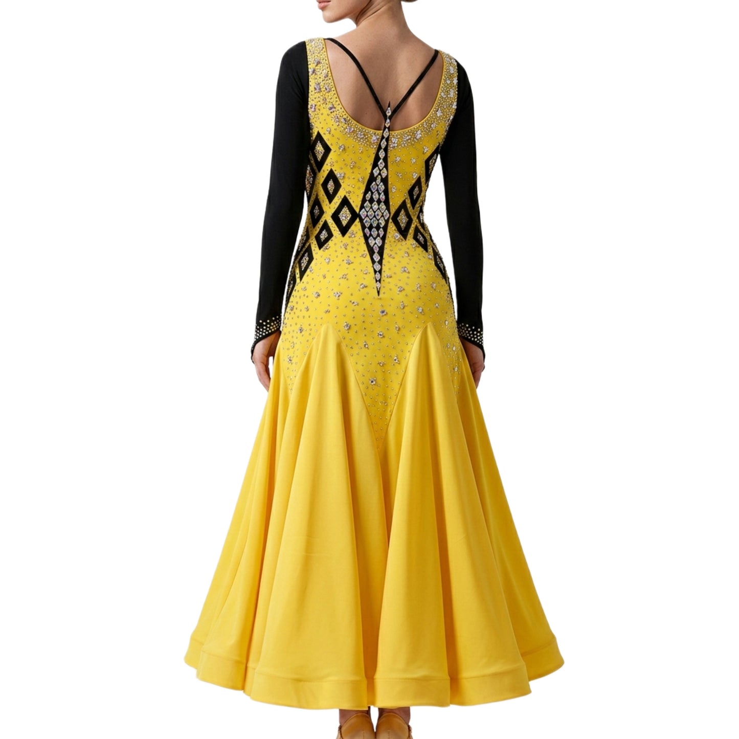 ByCharme Yellow & Black Ballroom Competition Dress - BC-0026