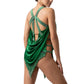 ByCharme Dark Green Silver Velvet Latin Salsa Competition Dress - BCL-0155