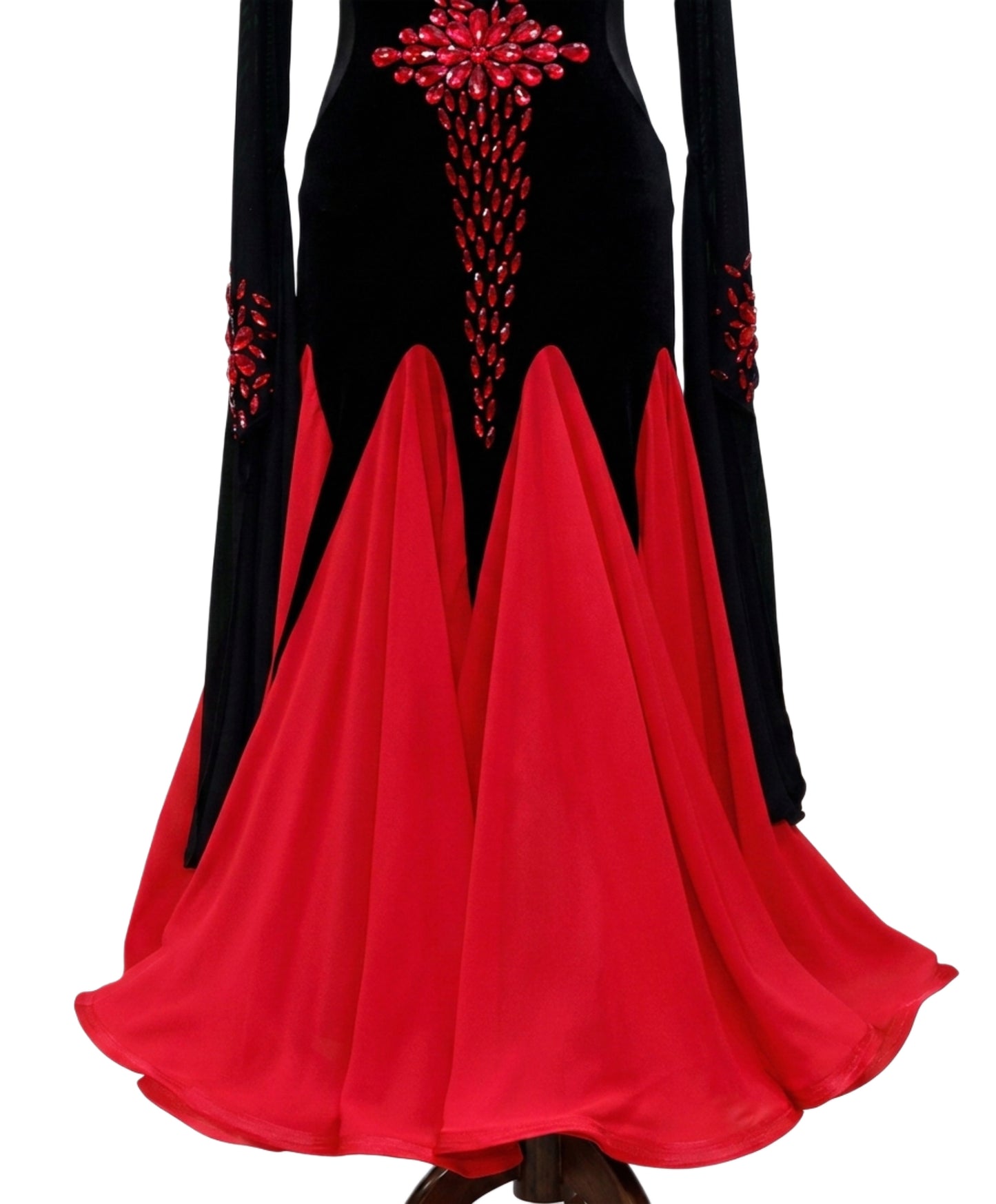 ByCharme Bright Red Velvet Ballroom Competition Dress - BC-0011