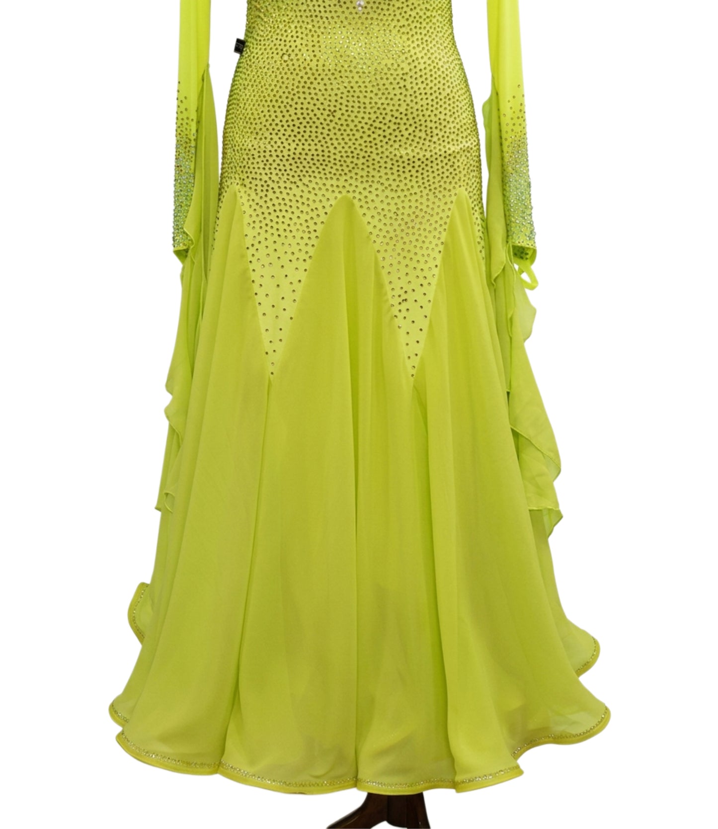 ByCharme Green Yellow Fringes Ballroom Competition Dress - BC-0063