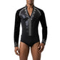ByCharme Black Lycra Men Latin Salsa Competition Shirt - BCM-0036
