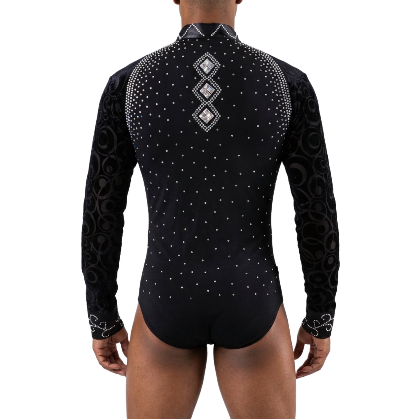 ByCharme Black Lycra Men Latin Salsa Competition Shirt - BCM-0036