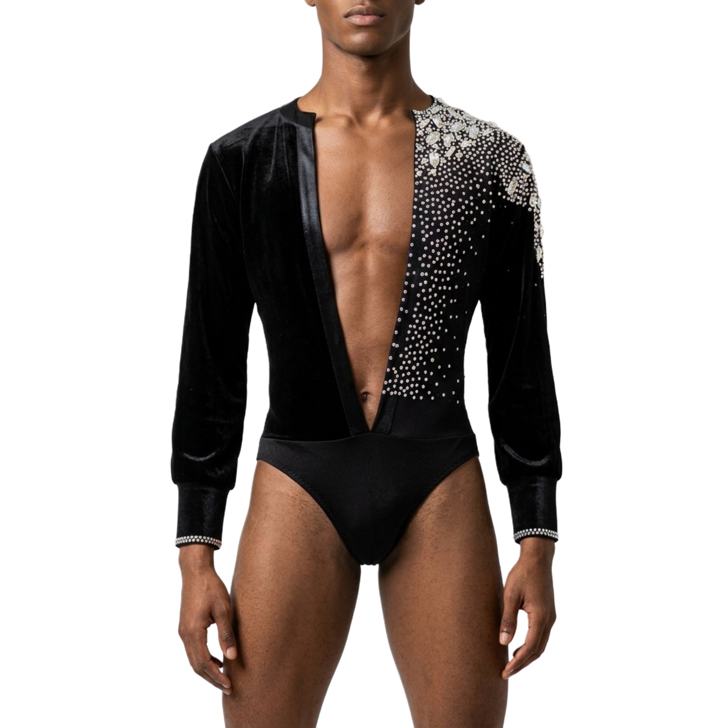 ByCharme Black Lycra Men Latin Salsa Competition Shirt - BCM-0038