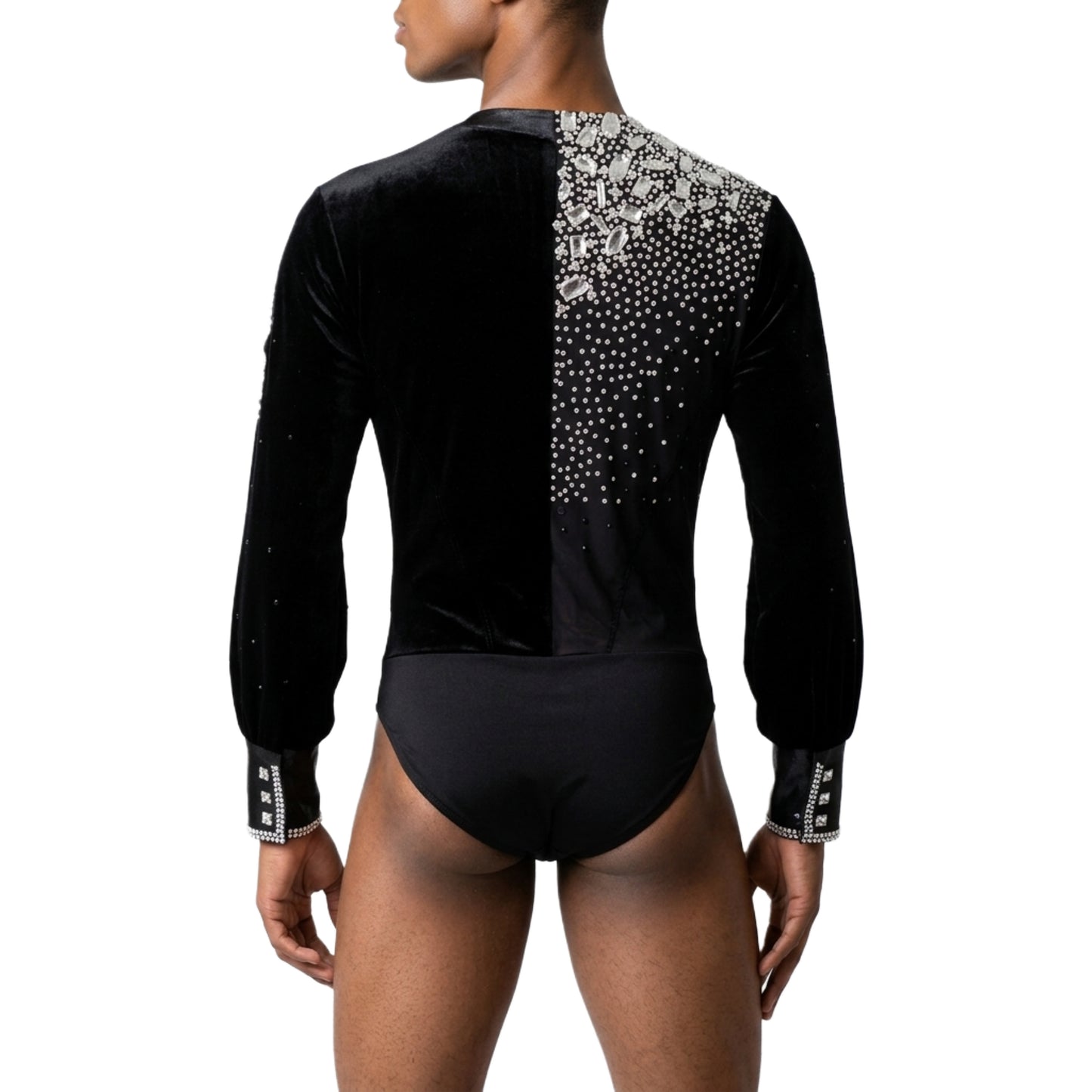 ByCharme Black Lycra Men Latin Salsa Competition Shirt - BCM-0038