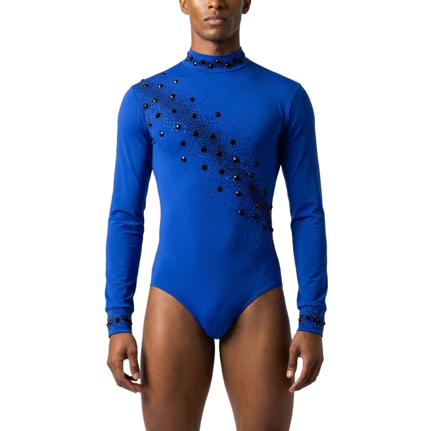 ByCharme Medium Blue Lycra Men Latin Salsa Competition Shirt - BCM-0039