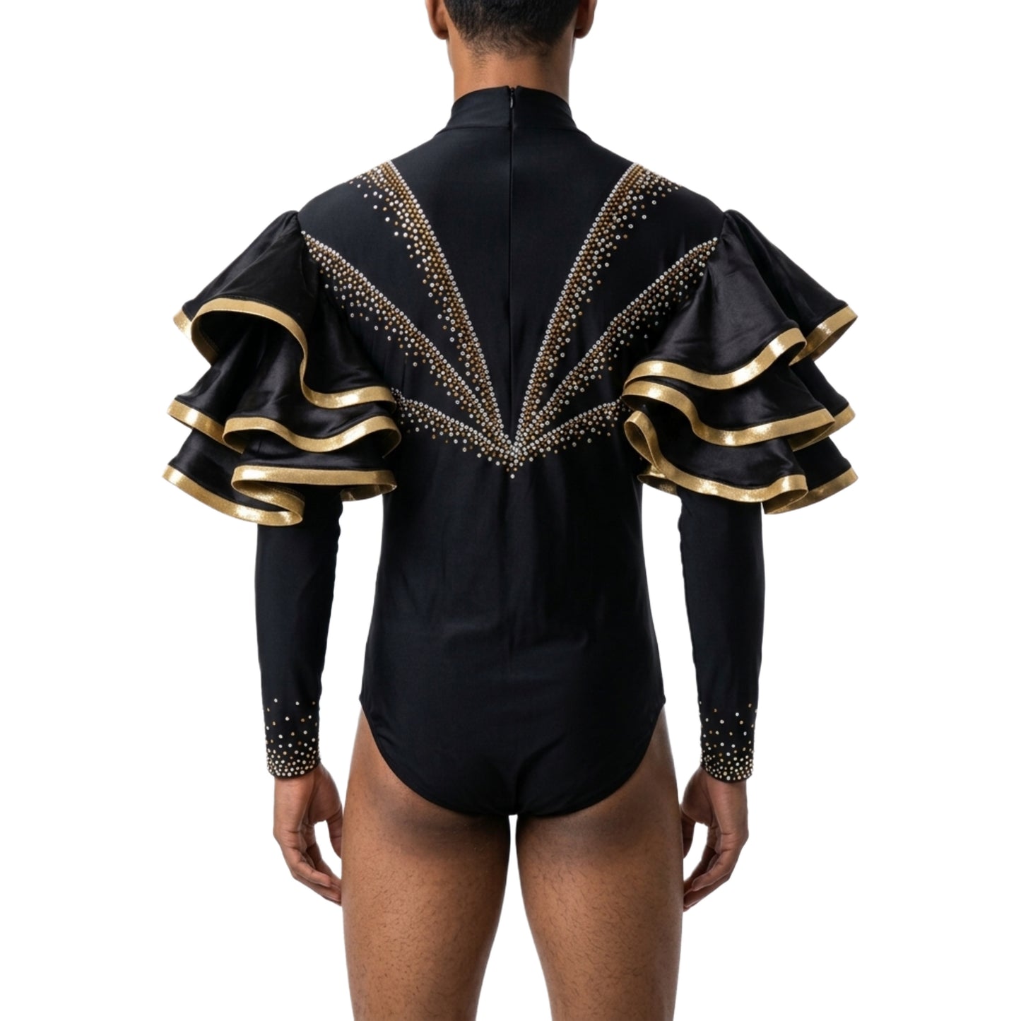 ByCharme Black Lycra Men Latin Salsa Competition Shirt - BCM-0040