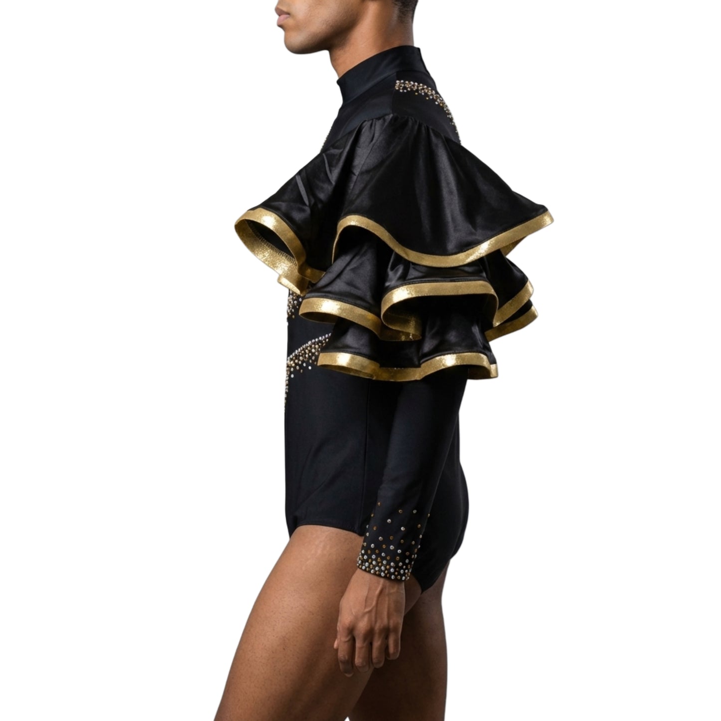 ByCharme Black Lycra Men Latin Salsa Competition Shirt - BCM-0040