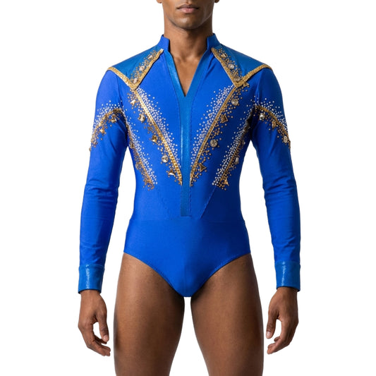 ByCharme Dodger Blue Lycra Men Latin Salsa Competition Shirt - BCM-0041