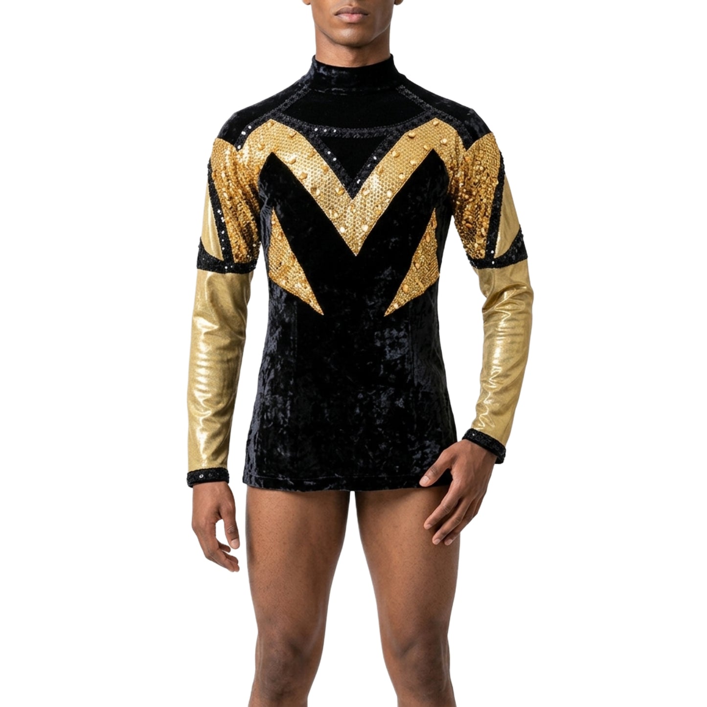 ByCharme Black Velvet Men Latin Salsa Competition Shirt - BCM-0042