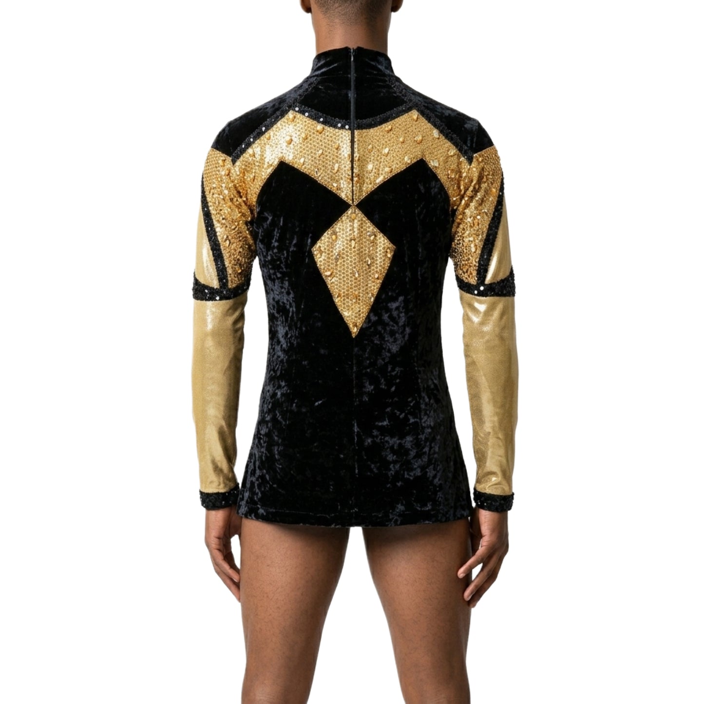 ByCharme Black Velvet Men Latin Salsa Competition Shirt - BCM-0042