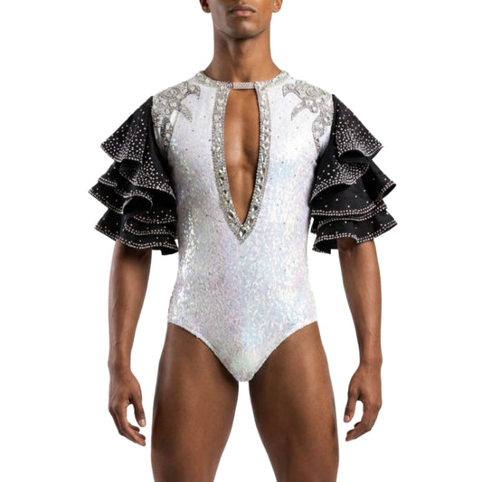 ByCharme Black Lycra Men Latin Salsa Competition Shirt - BCM-0046