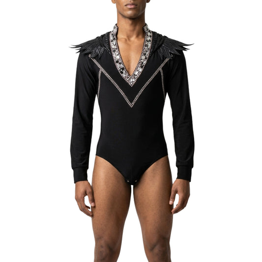 ByCharme Black Lycra Men Latin Salsa Competition Shirt - BCM-0048