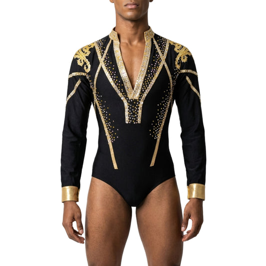 ByCharme Black Lycra Men Latin Salsa Competition Shirt - BCM-0049