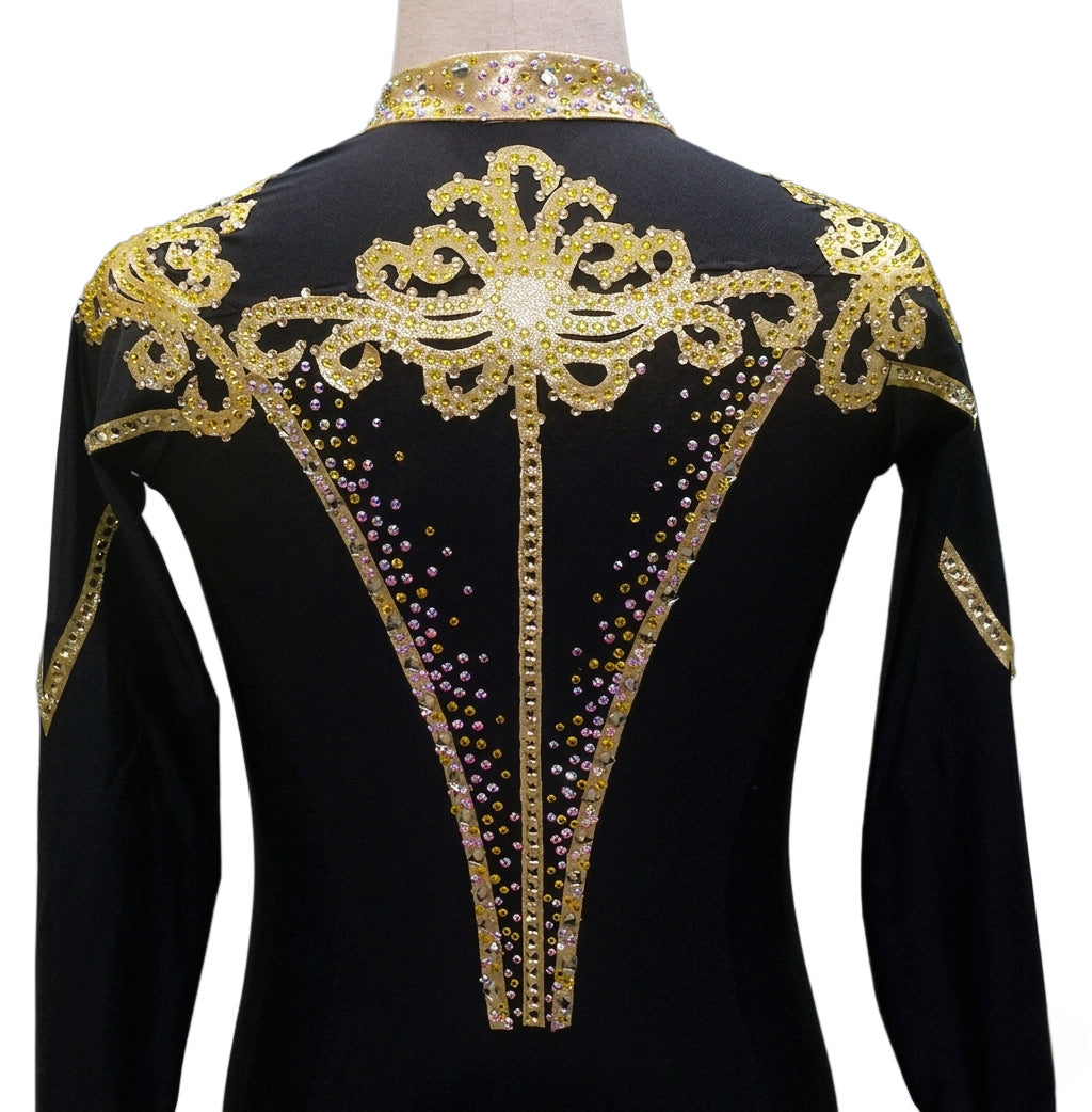 ByCharme Black Lycra Men Latin Salsa Competition Shirt - BCM-0049