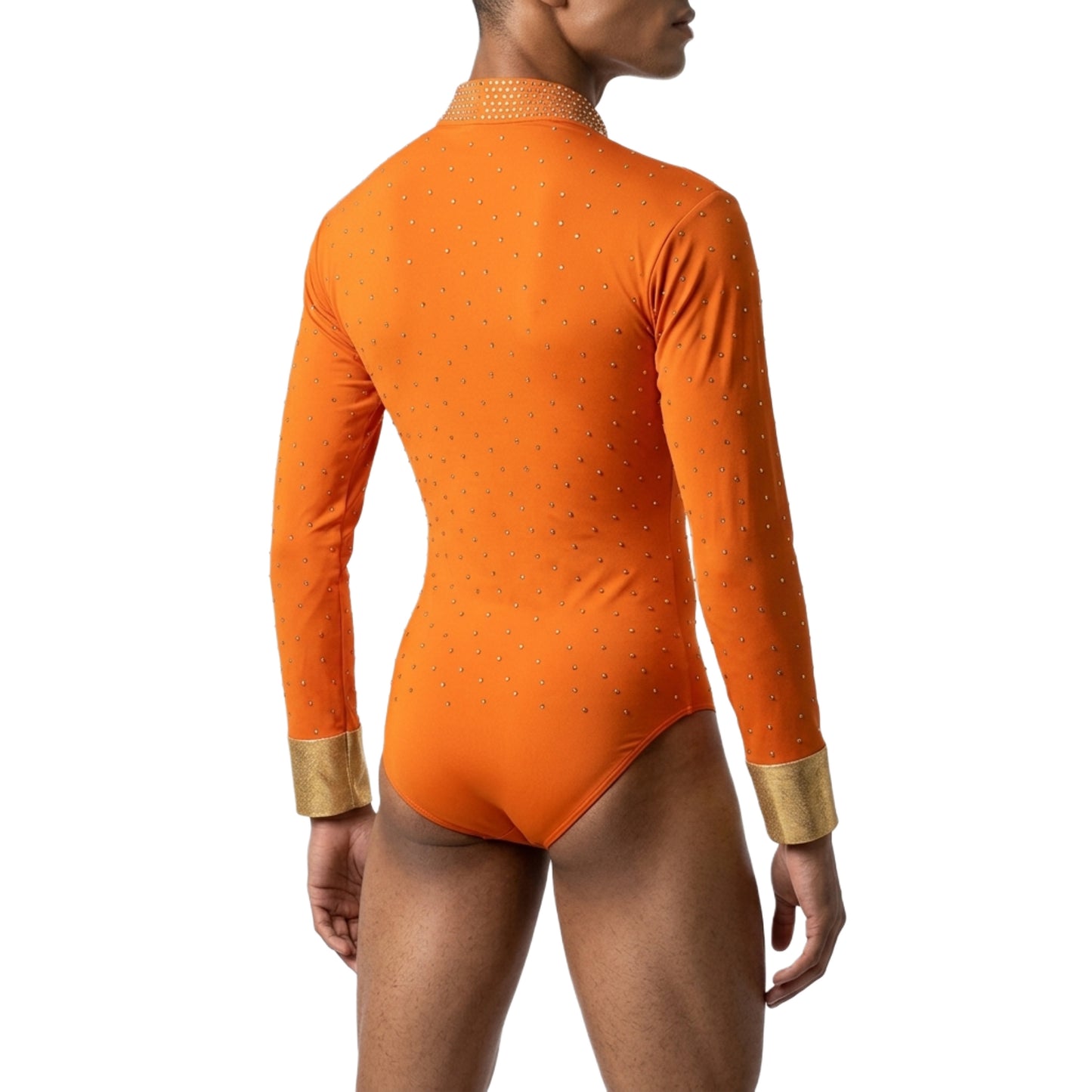 ByCharme Orange Lycra Men Latin Salsa Competition Shirt - BCM-0051